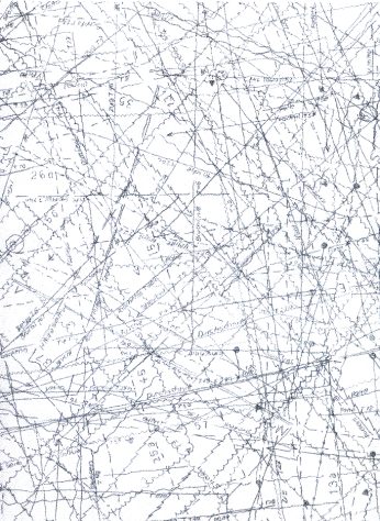 Marzena Nowak, bez tytułu, kalka kopiowa na płótnie, 200 x 300 cm